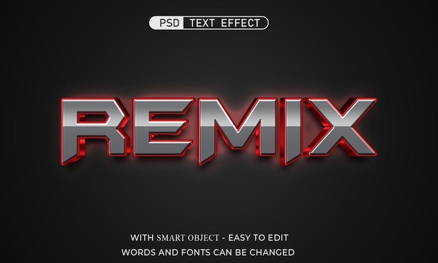 efeito de texto remix editável estilo 3D