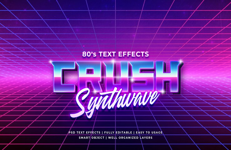 PSD efeito de texto retrô dos anos 80