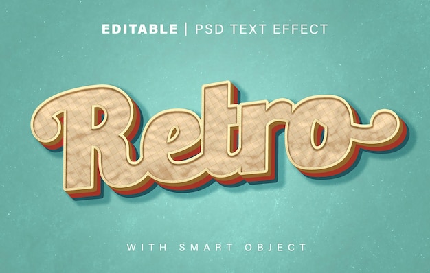 Efeito de texto retrô em estilo 3D editável