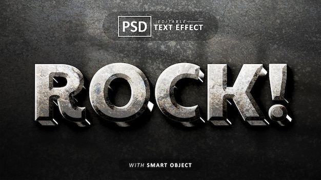 PSD efeito de texto rock 3d editável