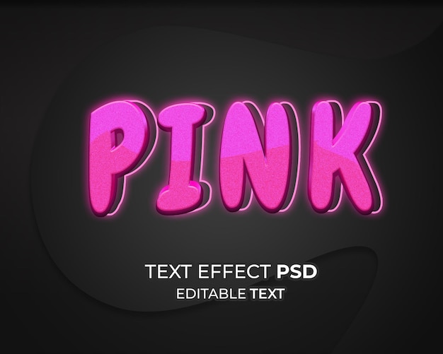 Efeito de texto rosa editável em 3d