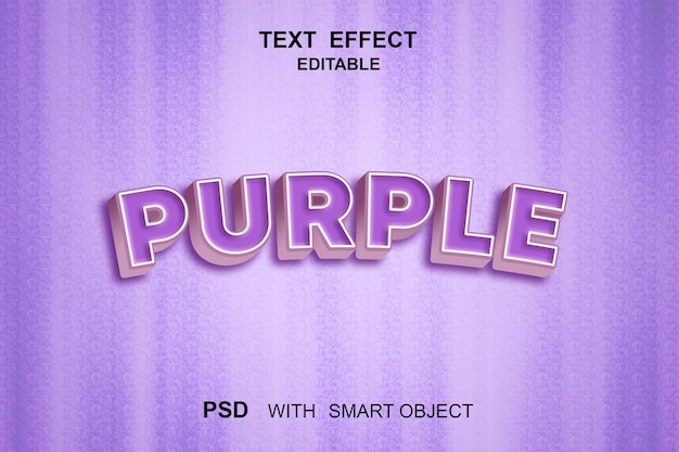 Efeito de texto roxo com objeto inteligente psd