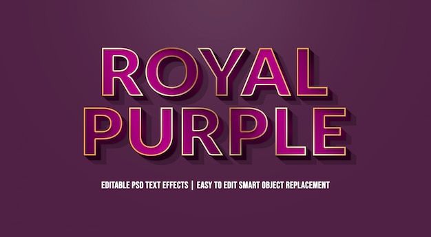 Efeito de texto roxo real premium psd