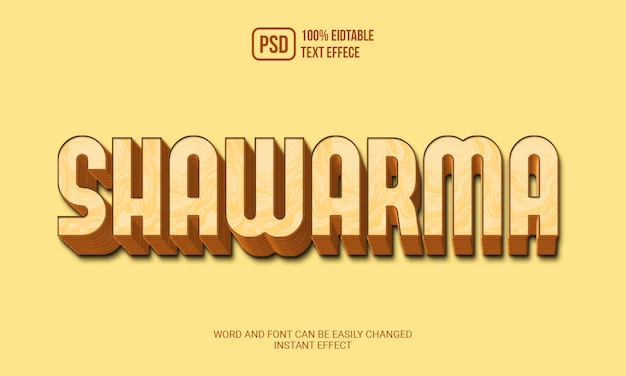 PSD efeito de texto shawarma criativo em psd