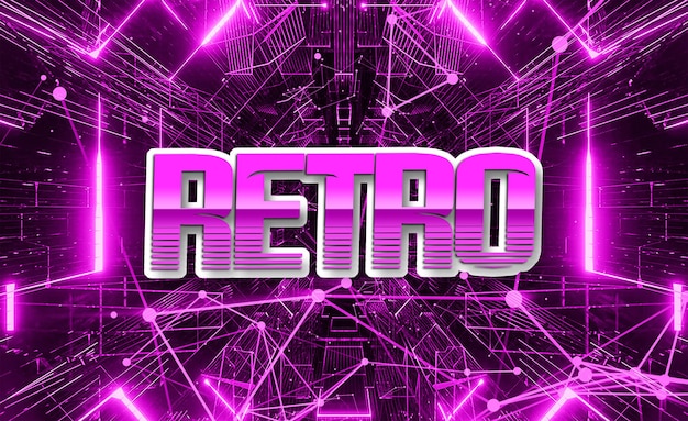 PSD efeito de texto synthwave de tecnologia