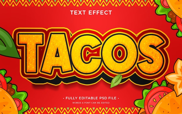 PSD efeito de texto tacos