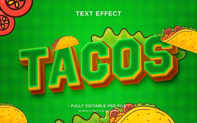 PSD efeito de texto tacos