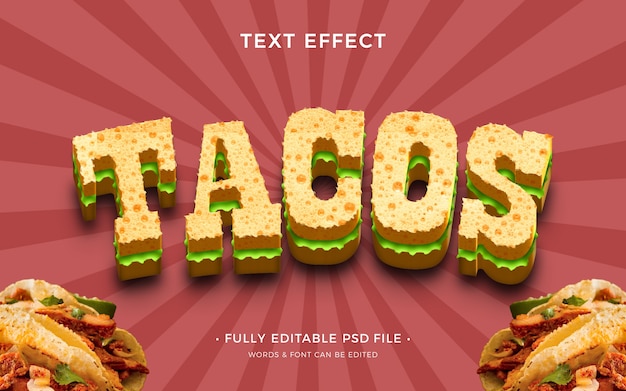 PSD efeito de texto tacos