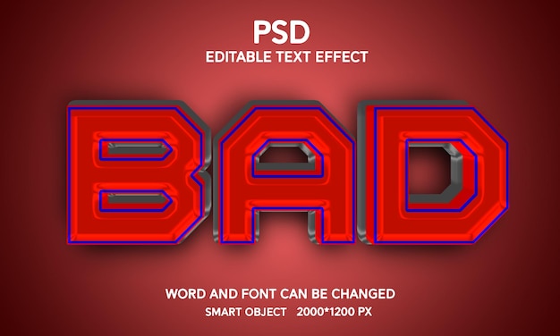 PSD efeito de texto totalmente editável ruim com plano de fundo