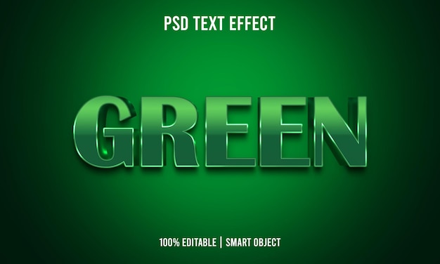 PSD efeito de texto verde estilo 3d