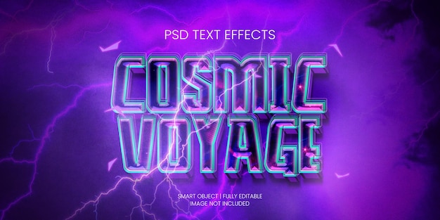 PSD efeito de texto viagem cósmica