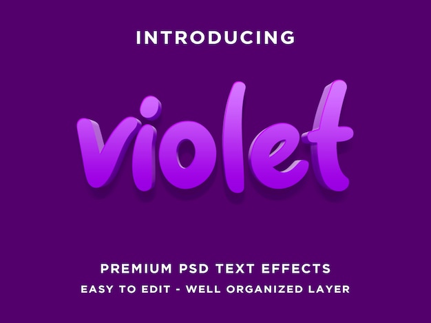 PSD efeito de texto violeta