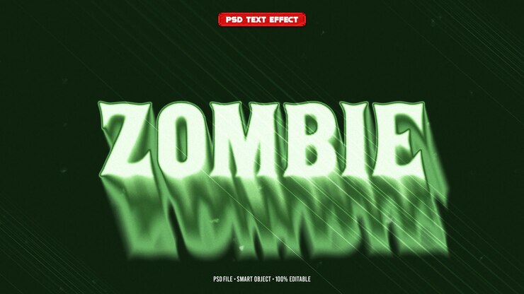 PSD efeito de texto zombie 3d editável