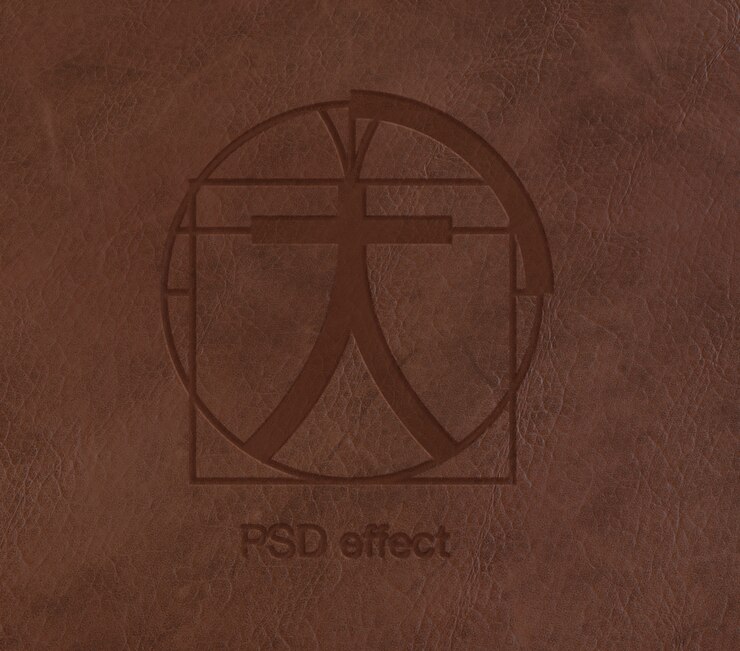 PSD efeito do logotipo na maquete de couro