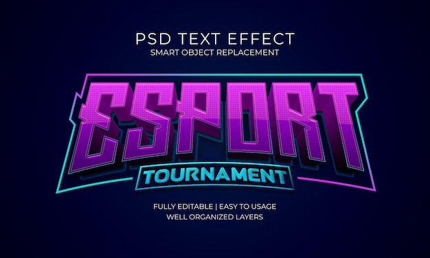 PSD efeito do texto do logotipo do torneio esporte