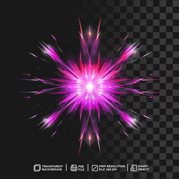 PSD efeito explosão rosa dinâmico em fundo transparente isolado