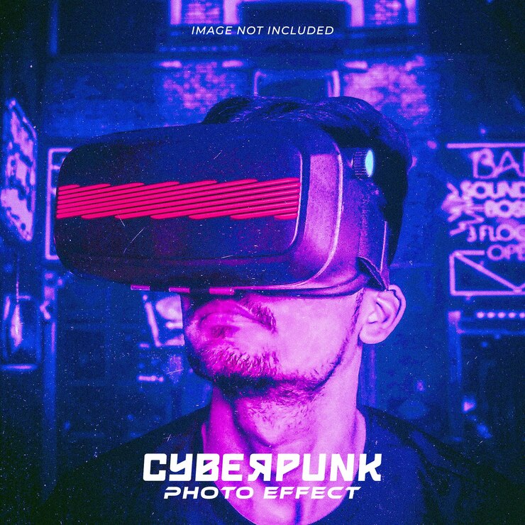 PSD efeito fotográfico cyberpunk
