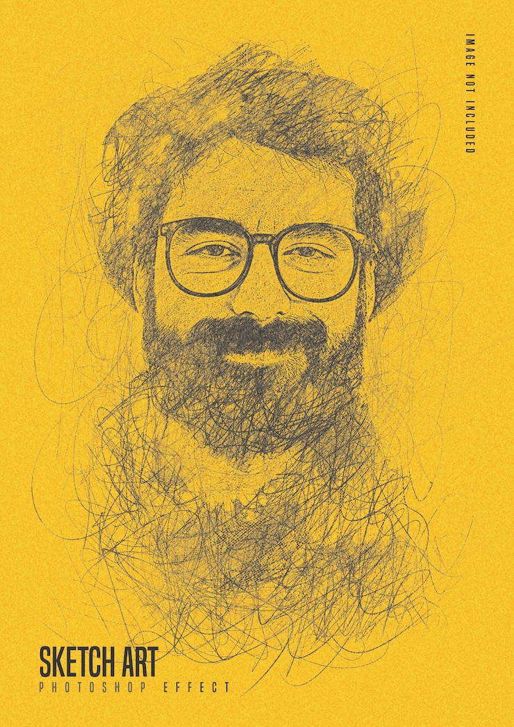 PSD efeito fotográfico de arte de rabiscos abstratos
