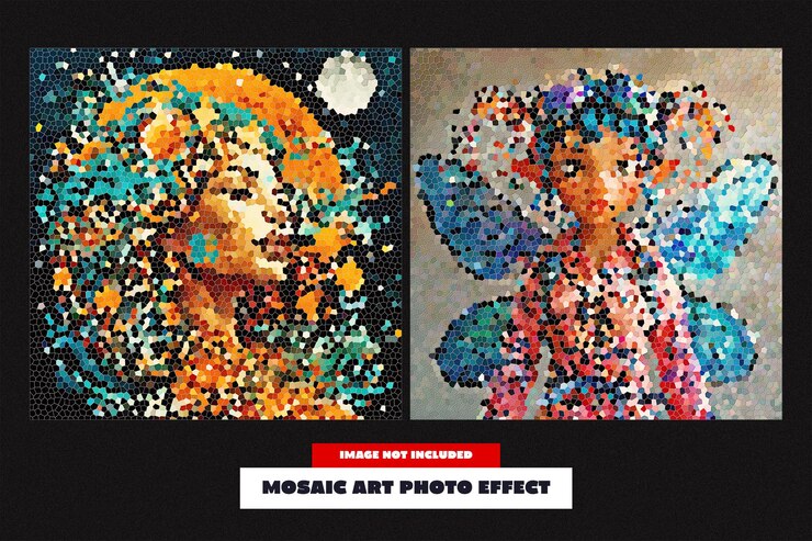 PSD efeito fotográfico de arte em mosaico para a praça
