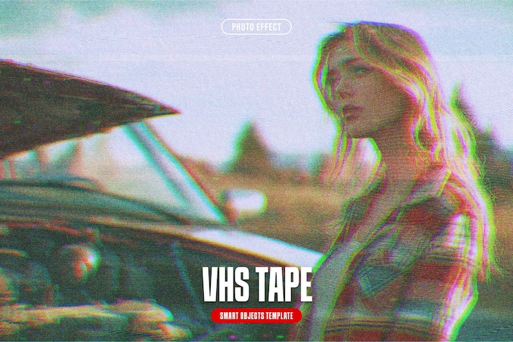 PSD efeito fotográfico de fita vhs