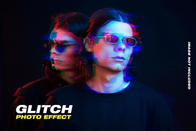 Efeito fotográfico de glitch colorido de dupla exposição