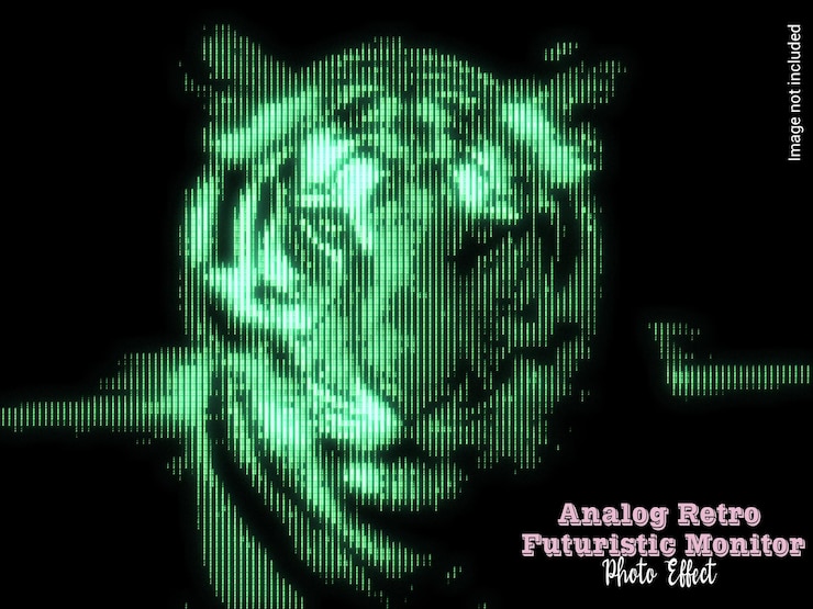 PSD efeito fotográfico de monitor retrô futurista analógico
