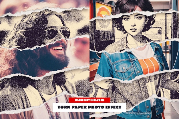 Efeito fotográfico de papel rasgado para cartaz