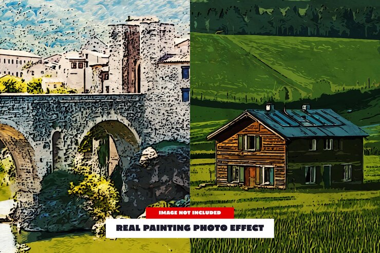 PSD efeito fotográfico de pintura real para cartaz