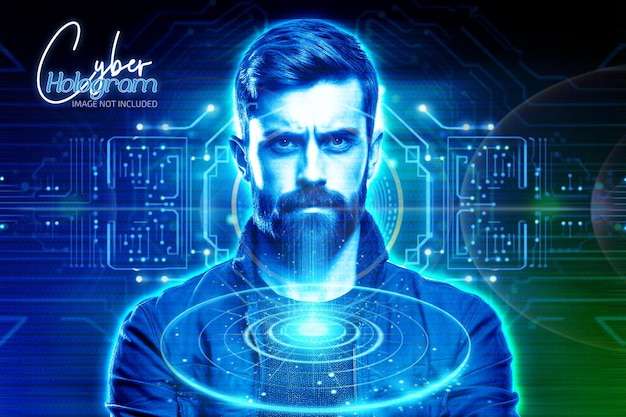 Efeito fotográfico de tecnologia PSD e efeito fotográfico de luz de néon