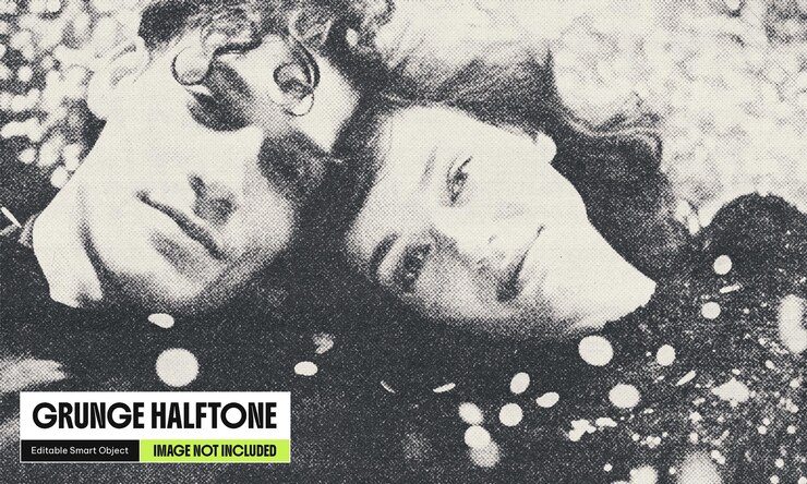 PSD efeito fotográfico grunge halftone