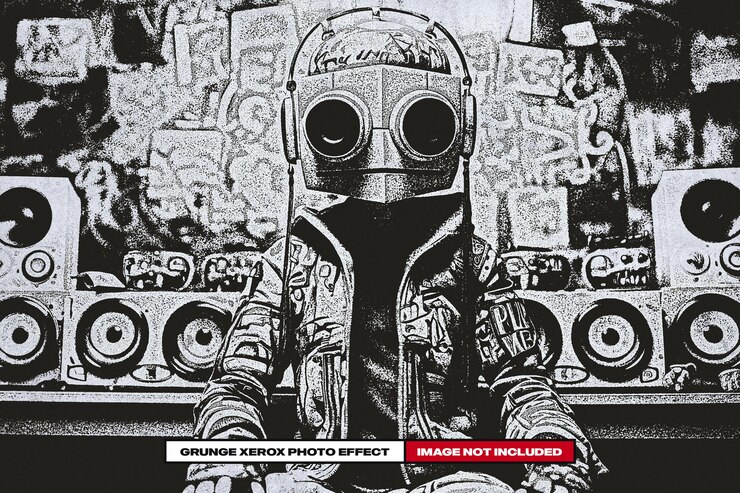 PSD efeito fotográfico grunge xerox