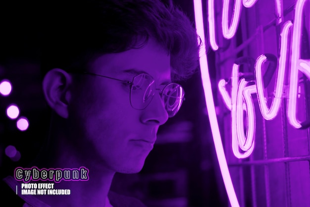 Efeito neon fotográfico Cyberpunk para cartazes