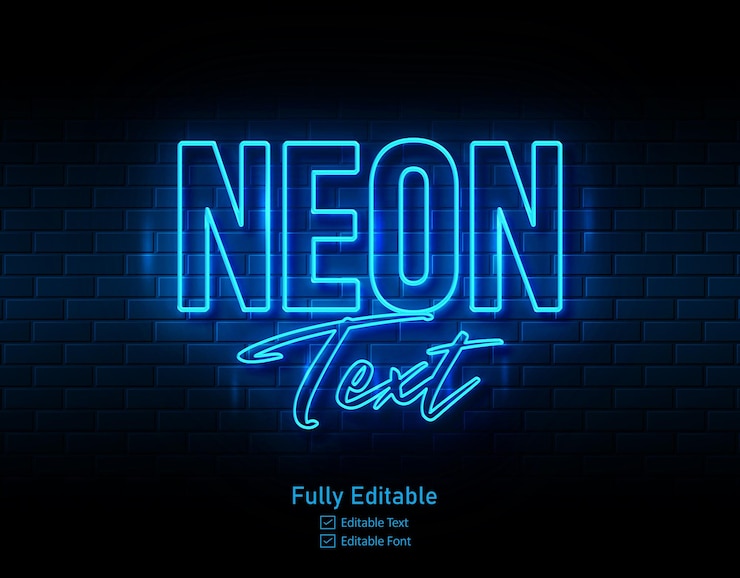 PSD efeito neon para efeito de texto neon para texto comestível logotipo de efeito estilo neon