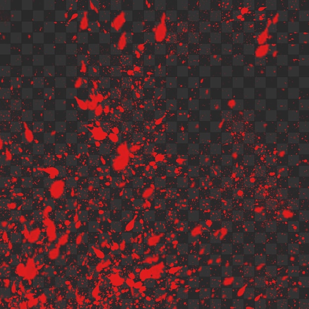 Efeito realista de salpicaduras de sangue em fundo transparente