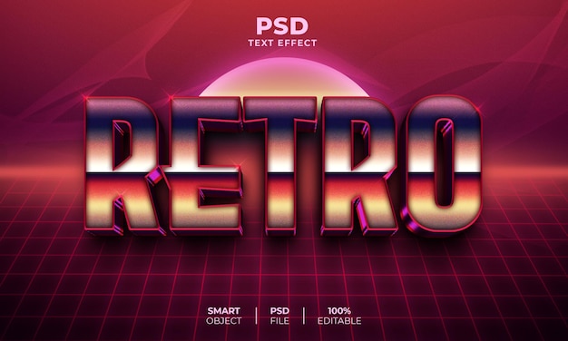 PSD efeito retro de texto editável em 3d