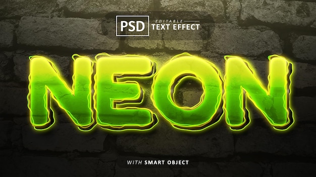 PSD efeitos de fonte verde 3d editáveis de texto neon