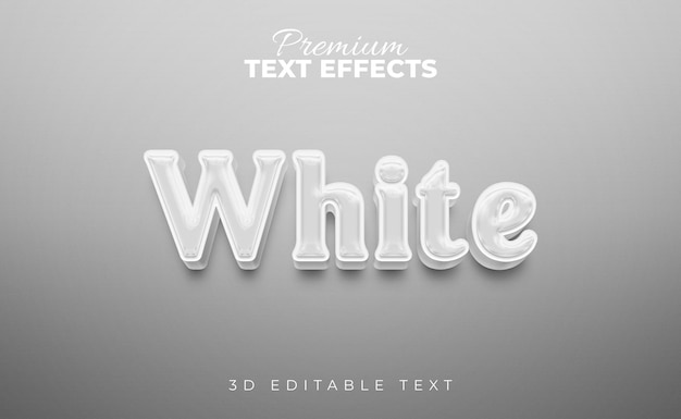 Efeitos de texto 3d em branco brilhante