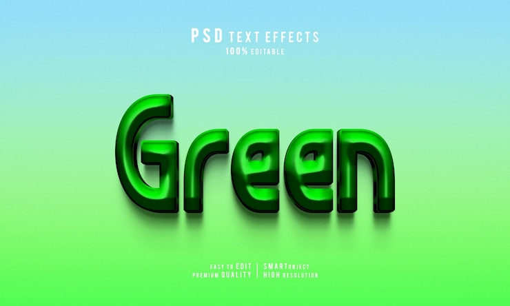 Efeitos de texto 3d verdes criativos