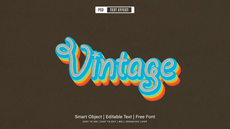 PSD efeitos de texto 3d vintage