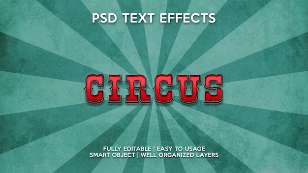 PSD efeitos de texto de circo
