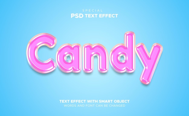 PSD efeitos de texto de doces editáveis em estilo 3d