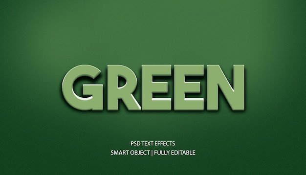 Efeitos de texto verde PSD