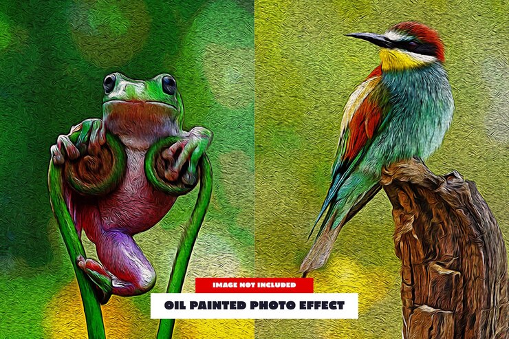 PSD efek foto lukisan minyak untuk poster