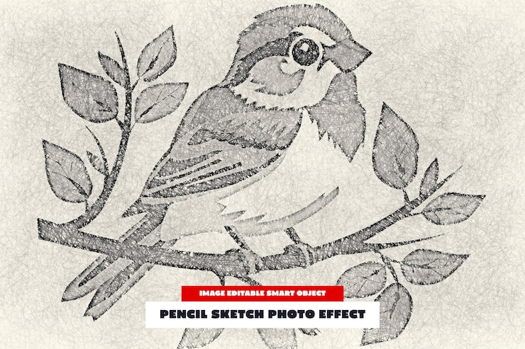 PSD efek foto sketsa pensil