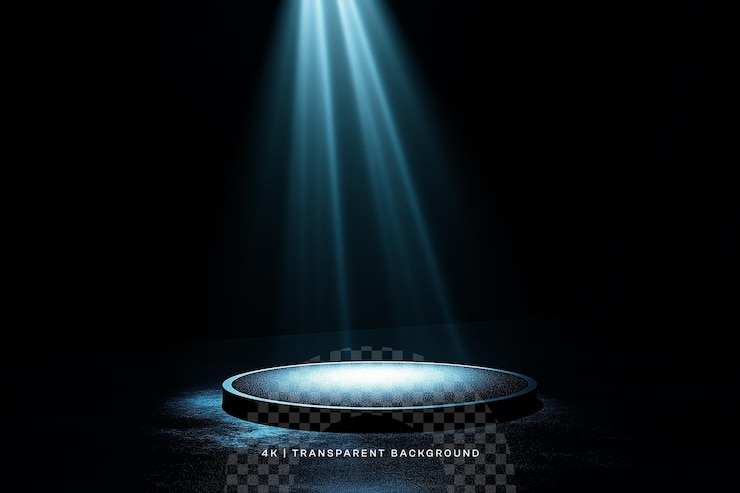 PSD efek lampu panggung sorot pada overlay transparan