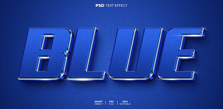 PSD efek teks 3d biru yang bisa diedit