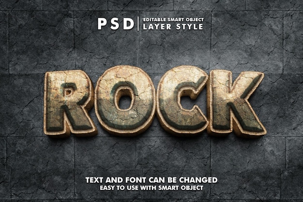 Efek teks 3D realistis batu PSD Premium dengan smart object