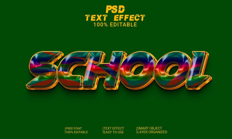 Efek teks 3d yang dapat diedit di sekolah