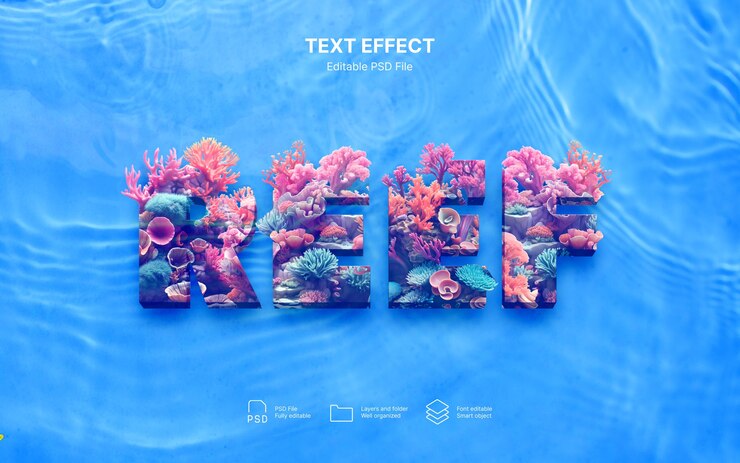 PSD efek teks coral