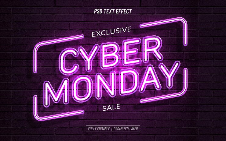 PSD efek teks cyber monday